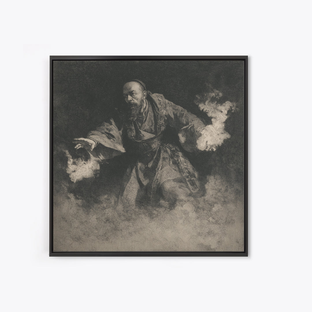 The Lantern Mage, Symbolist Dream Art, Square Wall Art, Dark Halloween Decor, Canvas Print, Halloween Wall Art, Dark Fantasy Art