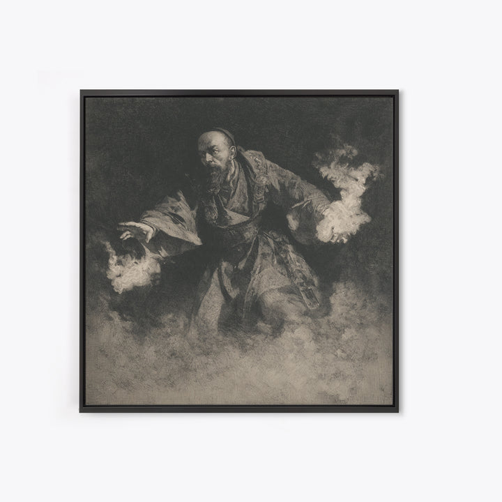 The Lantern Mage, Symbolist Dream Art, Square Wall Art, Dark Halloween Decor, Canvas Print, Halloween Wall Art, Dark Fantasy Art