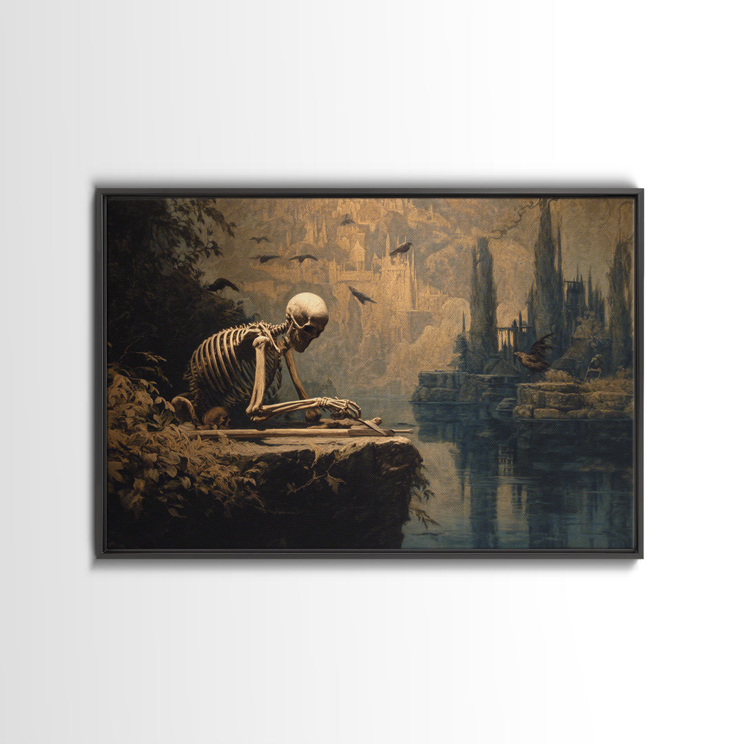 The Bone Sculptor, Symbolist Gothic Landscape, Landscape Wall Art, Gothic Horror Wall Art, Framed Canvas Print, Halloween Wall Art