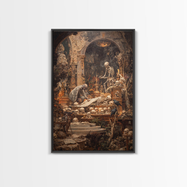The Bone Sculptor, Ornate Symbolist Art, Vertical Wall Art, Dark Halloween Decor, Canvas Print, Halloween Wall Art, Spooky Wall Decor
