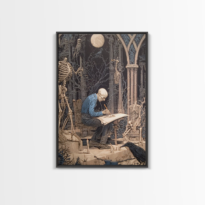 The Bone Sculptor, Victorian Macabre Art, Vertical Wall Art, Gothic Horror Wall Art, Framed Canvas Print, Halloween Wall Art