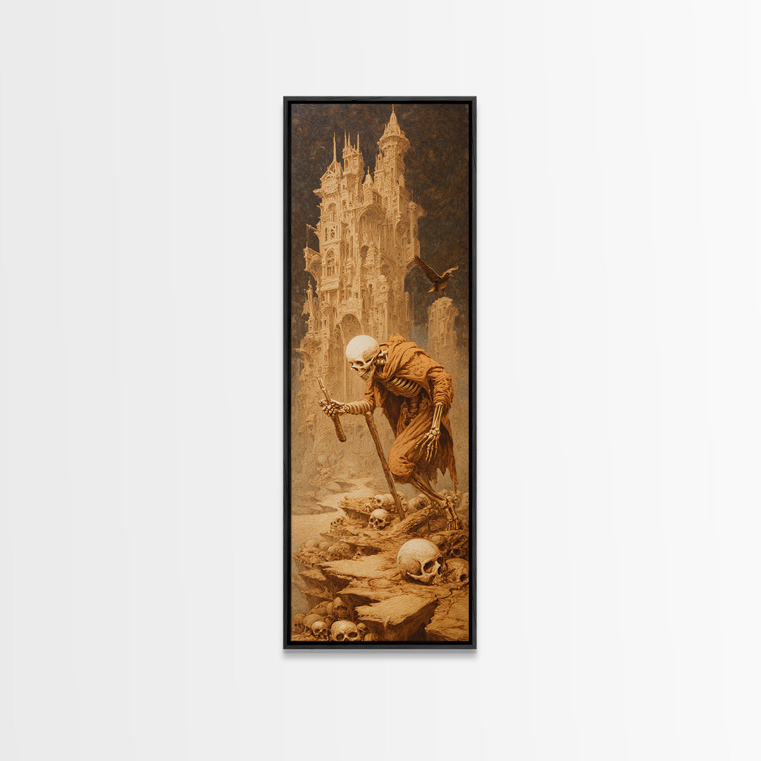 The Bone Sculptor, Surreal Apocalyptic Art, Tall Narrow Wall Art, Gothic Horror Wall Art, Canvas Print, Halloween Wall Art