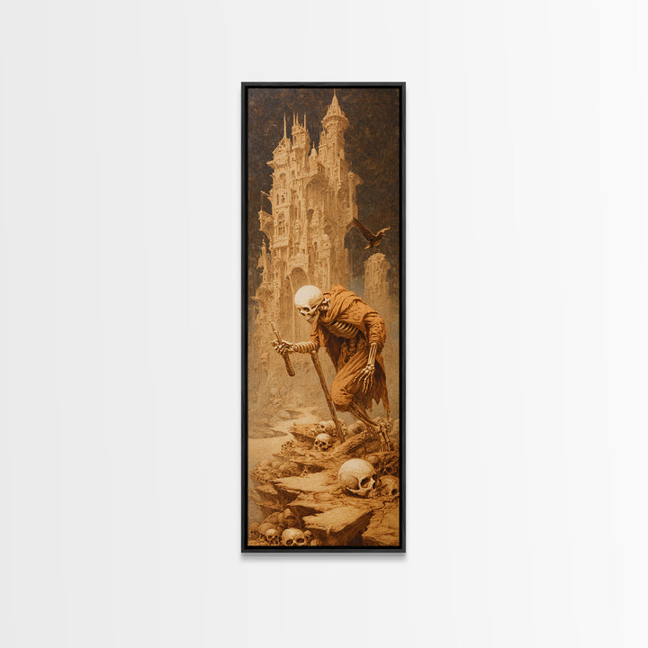 The Bone Sculptor, Surreal Apocalyptic Art, Tall Narrow Wall Art, Gothic Horror Wall Art, Canvas Print, Halloween Wall Art