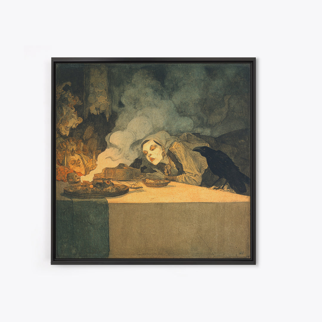 The Dream Eater, Symbolist Etching Art, Square Wall Art, Dark Fantasy Wall Art, Framed Canvas Print, Halloween Wall Art, Horror Wall Art