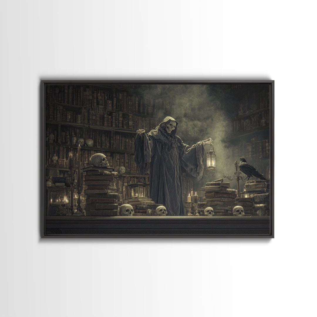 The Crypt Librarian, Symbolist Gothic Landscape, Landscape Wall Art, Gothic Horror Wall Art, Canvas Print, Halloween Wall Art