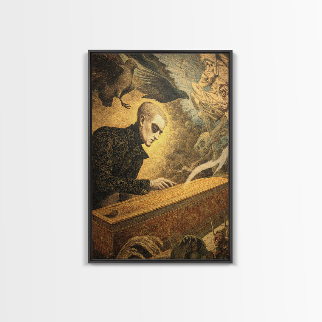 The Royal Coffin Maker, Visionary Gothic Art, Vertical Wall Art, Macabre Wall Art, Canvas Print, Halloween Wall Art, Horror Wall Art