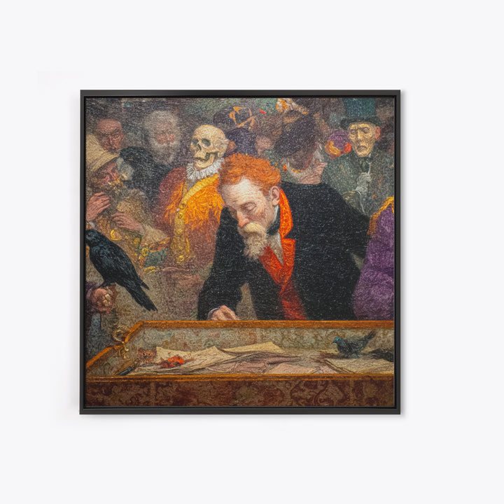The Royal Coffin Maker, Grotesque Carnival Art, Square Wall Art, Dark Halloween Decor, Framed Canvas Print, Halloween Wall Art