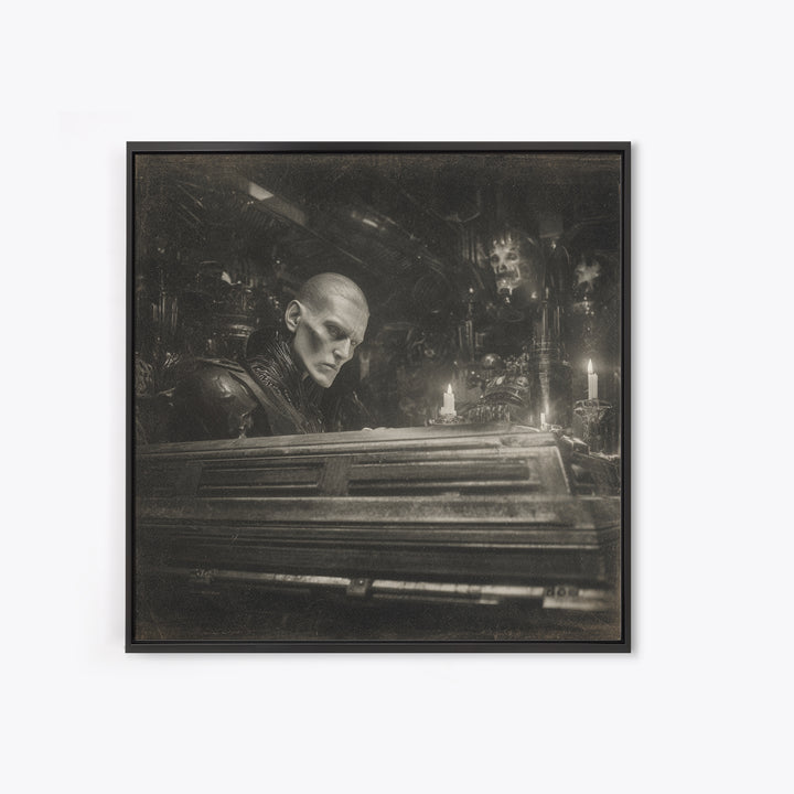 The Royal Coffin Maker, Biomechanical Horror Art, Square Wall Art, Gothic Horror Wall Art, Canvas Print, Halloween Wall Art