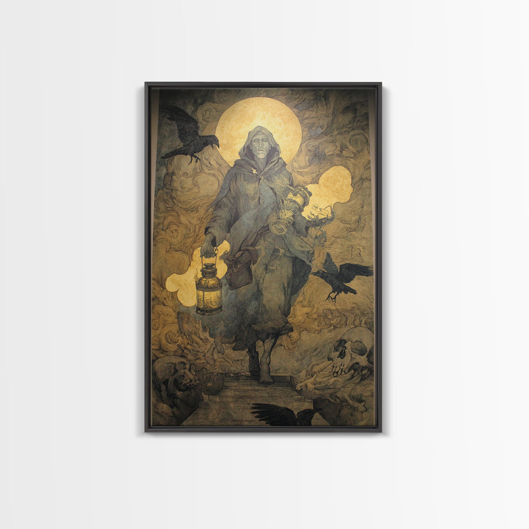 The Soul Collector, Dark Renaissance Art, Vertical Wall Art, Dark Fantasy Wall Art, Canvas Print, Halloween Wall Art