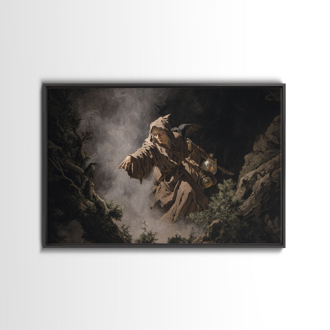 The Soul Collector, Baroque Witchcraft Art, Landscape Wall Art, Dark Halloween Decor, Framed Canvas Print, Halloween Wall Art