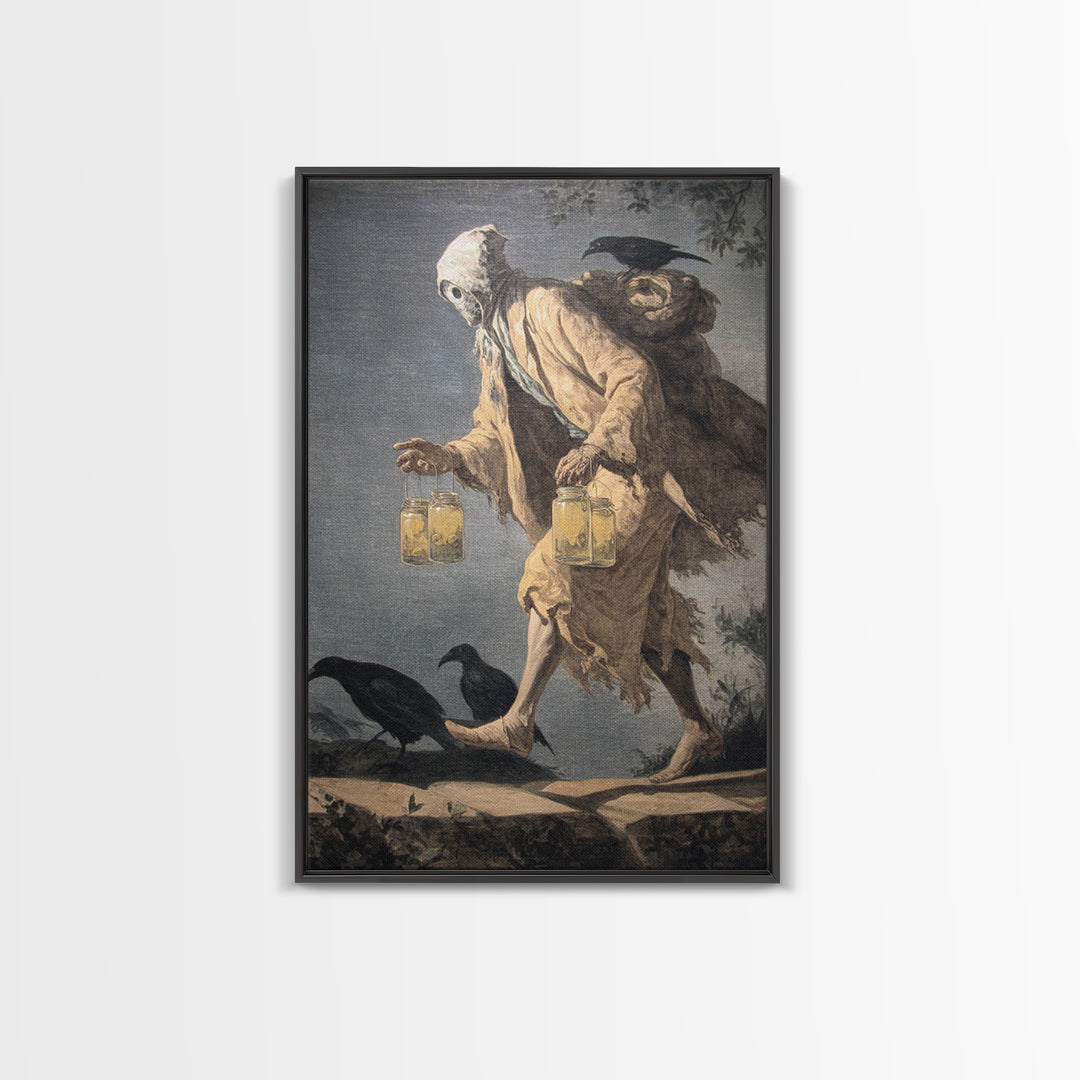 The Soul Collector, Gothic Nightmare Art, Vertical Wall Art, Macabre Wall Art, Framed Canvas Print, Halloween Wall Art