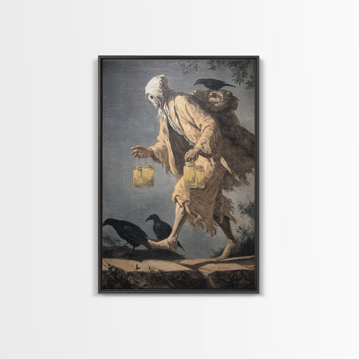 The Soul Collector, Gothic Nightmare Art, Vertical Wall Art, Macabre Wall Art, Framed Canvas Print, Halloween Wall Art