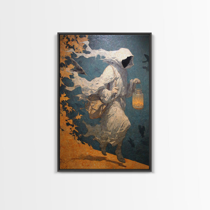 The Soul Collector, Symbolist Dream Art, Vertical Wall Art, Dark Halloween Decor, Framed Canvas Print, Halloween Wall Art