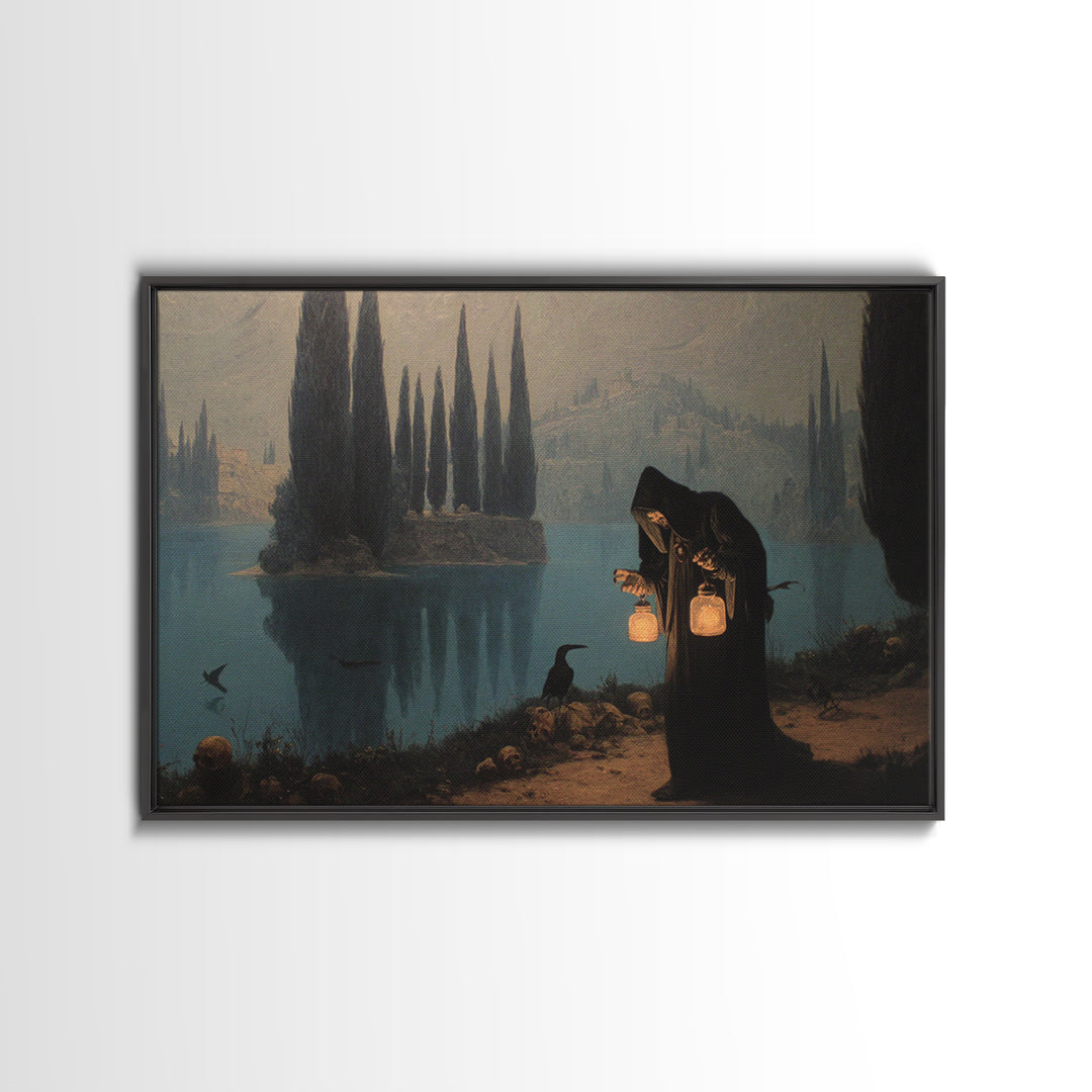 The Soul Collector, Symbolist Gothic Landscape, Landscape Wall Art, Macabre Wall Art, Framed Canvas Print, Halloween Wall Art