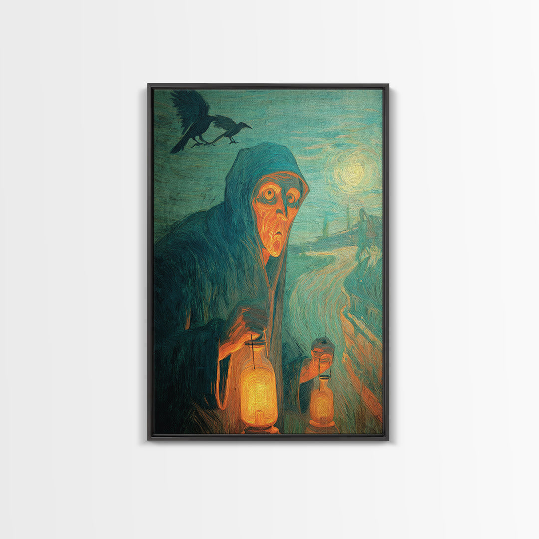 The Soul Collector, Expressionist Gothic Art, Vertical Wall Art, Dark Halloween Decor, Canvas Print, Halloween Wall Art