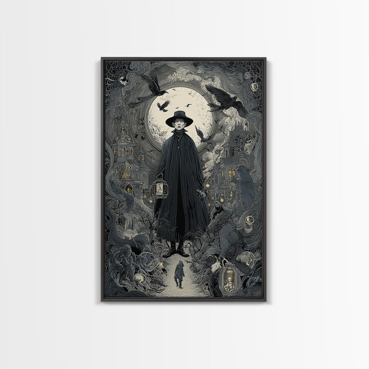 The Soul Collector, Victorian Macabre Art, Vertical Wall Art, Dark Fantasy Wall Art, Framed Canvas Print, Halloween Wall Art