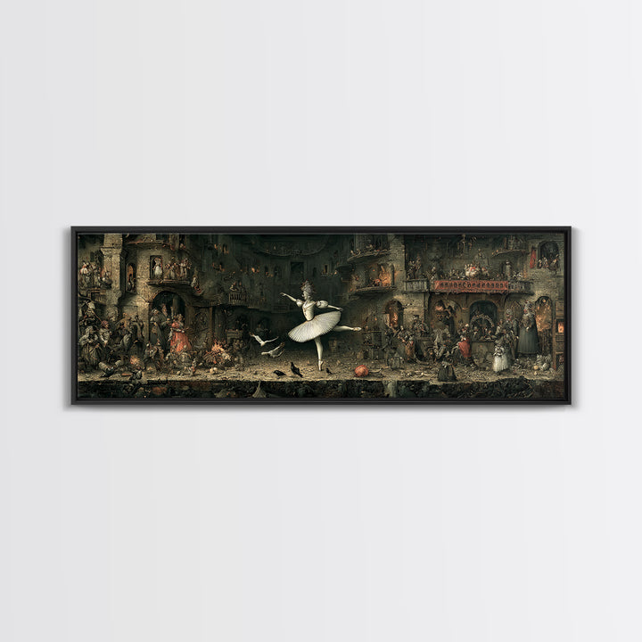 The Phantom Ballerina, Medieval Grotesque Art, Extra Wide Wall Art, Dark Fantasy Wall Art, Canvas Print, Halloween Wall Art