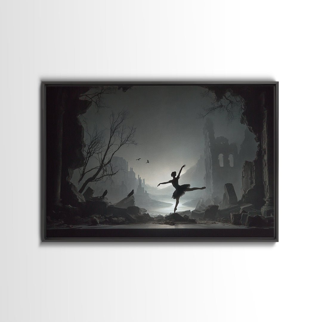 The Phantom Ballerina, Romantic Gothic Landscape, Landscape Wall Art, Gothic Horror Wall Art, Framed Canvas Print