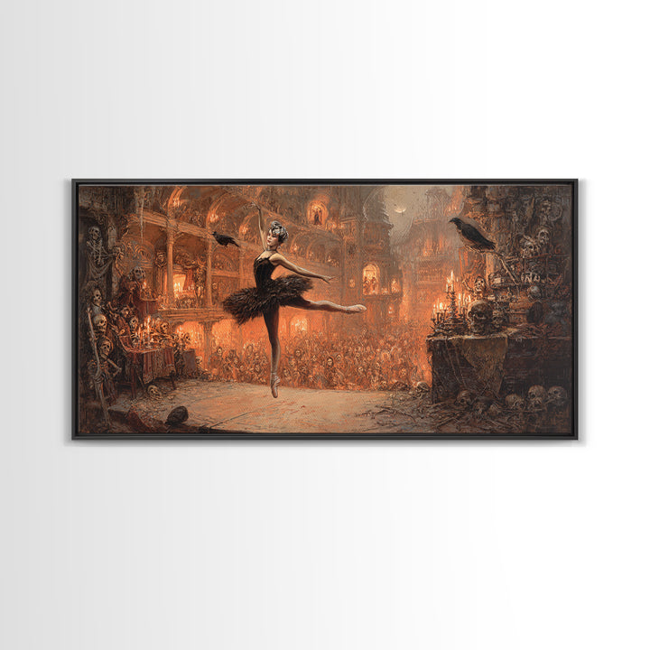 The Phantom Ballerina, Grotesque Carnival Art, Wide Panoramic Art, Dark Fantasy Wall Art, Canvas Print, Halloween Wall Art