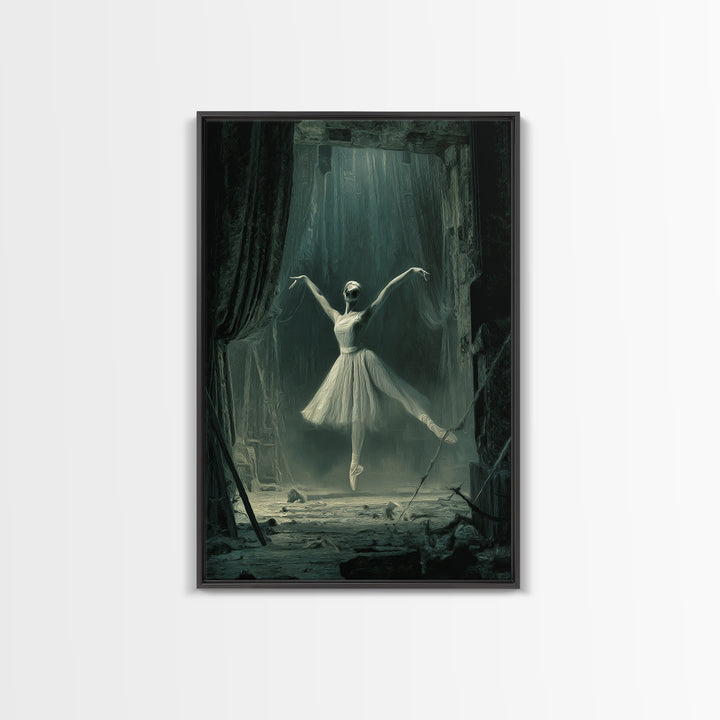 The Phantom Ballerina, Expressionist Gothic Art, Vertical Wall Art, Gothic Horror Wall Art, Framed Canvas Print, Halloween Wall Art