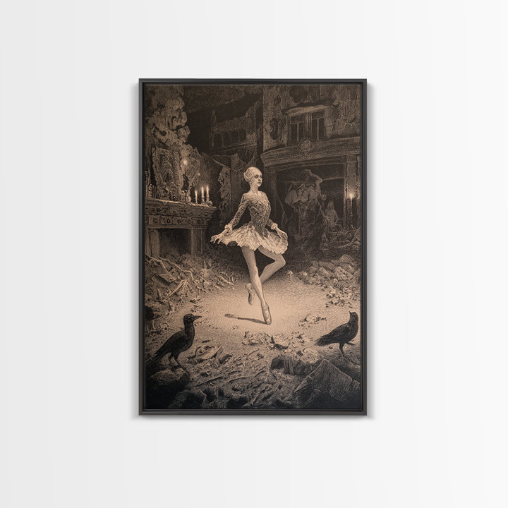 The Phantom Ballerina, Victorian Macabre Art, Vertical Wall Art, Macabre Wall Art, Canvas Print, Halloween Wall Art, Horror Wall Art