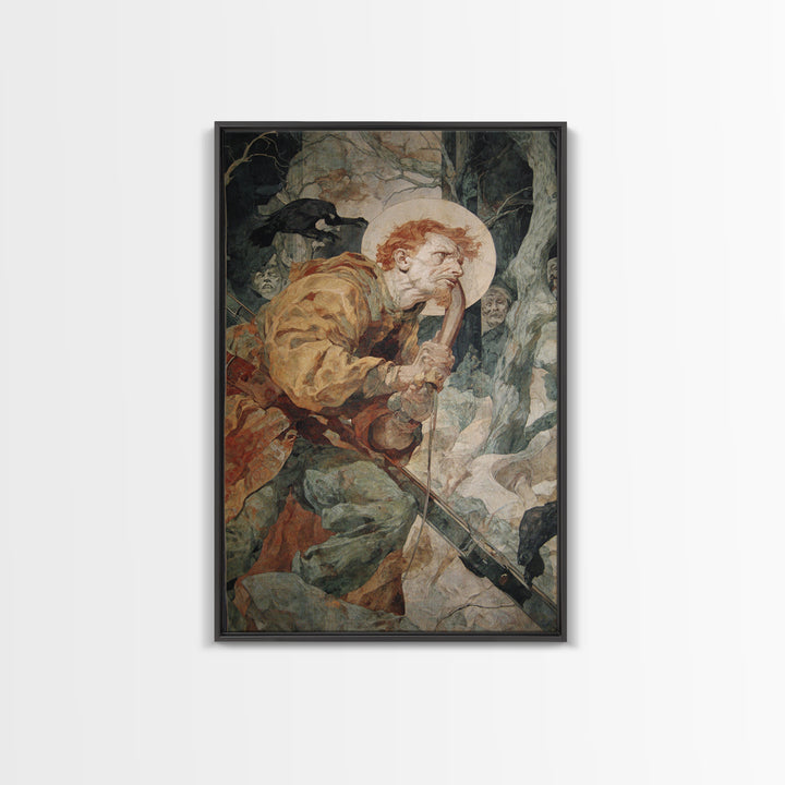 The Ghost Of The Witch Hunter, Dark Renaissance Art, Vertical Wall Art, Gothic Horror Wall Art, Canvas Print, Halloween Wall Art