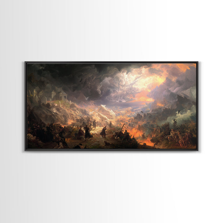 The Ghost Of The Witch Hunter, Apocalyptic Romantic Art, Wide Panoramic Art, Dark Fantasy Wall Art, Canvas Print, Halloween Wall Art