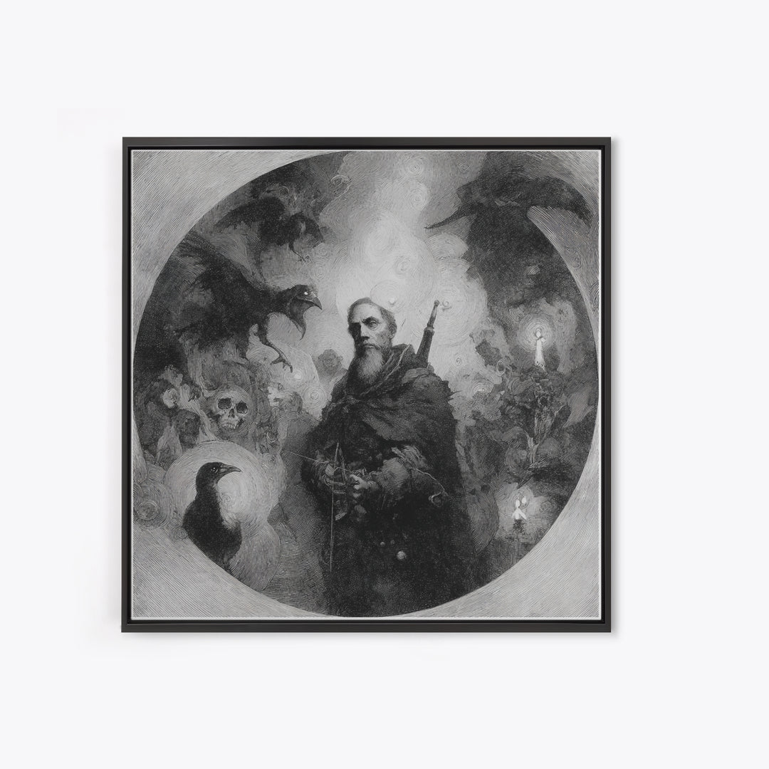 The Ghost Of The Witch Hunter, Symbolist Dream Art, Square Wall Art, Macabre Wall Art, Canvas Print, Halloween Wall Art