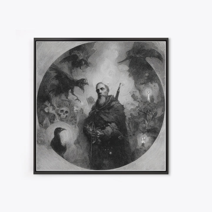 The Ghost Of The Witch Hunter, Symbolist Dream Art, Square Wall Art, Macabre Wall Art, Canvas Print, Halloween Wall Art