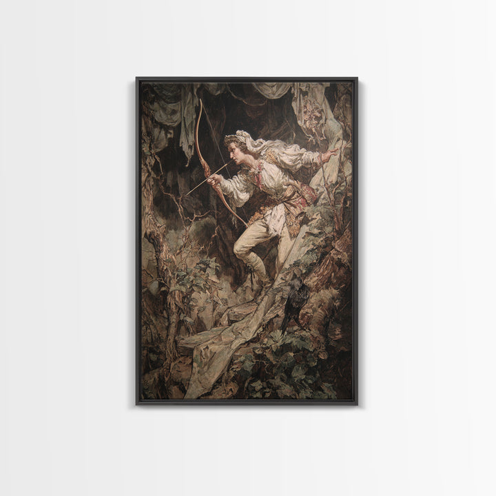 The Ghost Of The Witch Hunter, Ornate Symbolist Art, Vertical Wall Art, Macabre Wall Art, Framed Canvas Print, Halloween Wall Art