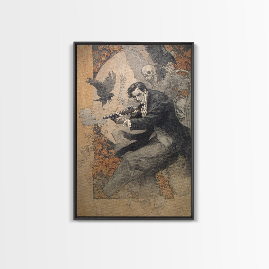 The Ghost Of The Witch Hunter, Decadent Gothic Art, Vertical Wall Art, Gothic Horror Wall Art, Framed Canvas Print