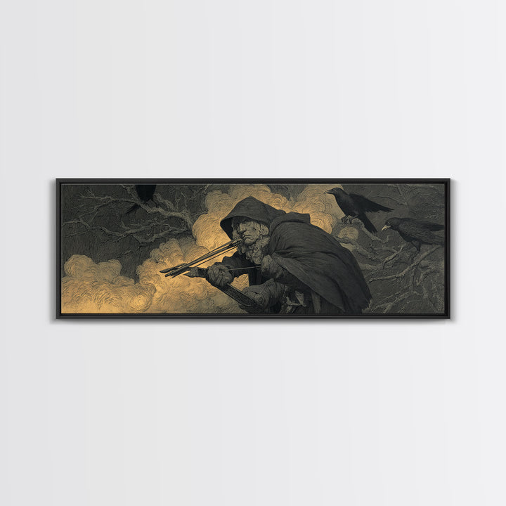 The Ghost Of The Witch Hunter, Expressionist Nightmare Art, Extra Wide Wall Art, Dark Fantasy Wall Art, Framed Canvas Print