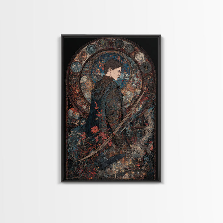 The Ghost Of The Witch Hunter, Stained Glass Gothic Art, Vertical Wall Art, Dark Fantasy Wall Art, Canvas Print, Halloween Wall Art