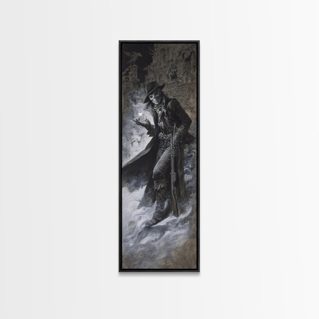 The Ghost Of The Witch Hunter, Surreal Apocalyptic Art, Tall Narrow Wall Art, Macabre Wall Art, Canvas Print, Halloween Wall Art