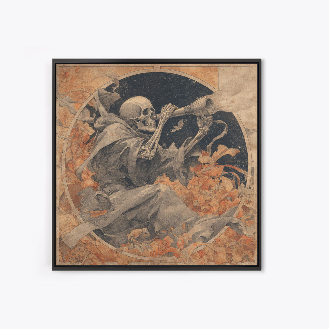 The Skull Astronomer, Decadent Gothic Art, Square Wall Art, Gothic Horror Wall Art, Canvas Print, Halloween Wall Art