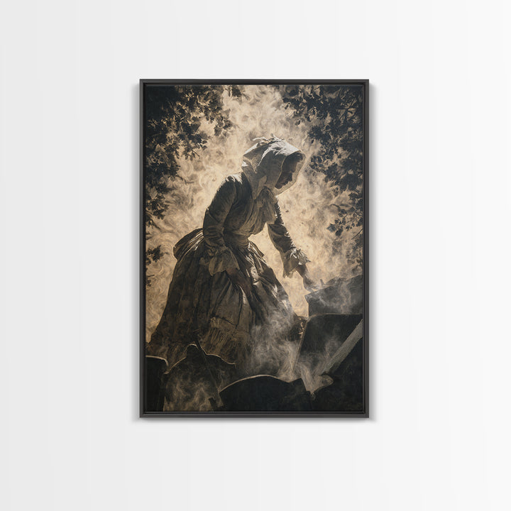 The Cemetery Beekeeper, Dark Romantic Horror Art, Vertical Wall Art, Dark Fantasy Wall Art, Canvas Print, Halloween Wall Art