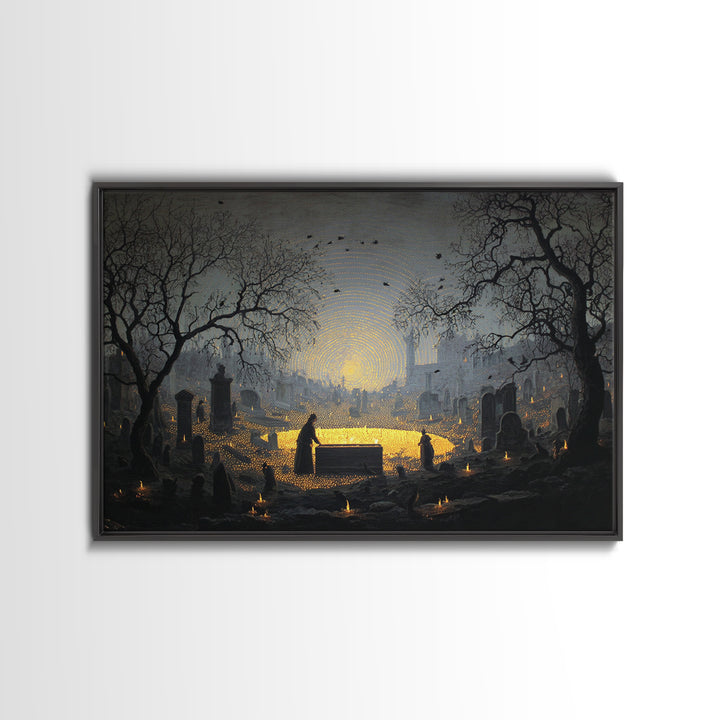 The Cemetery Beekeeper, Romantic Gothic Landscape, Landscape Wall Art, Macabre Wall Art, Framed Canvas Print, Halloween Wall Art