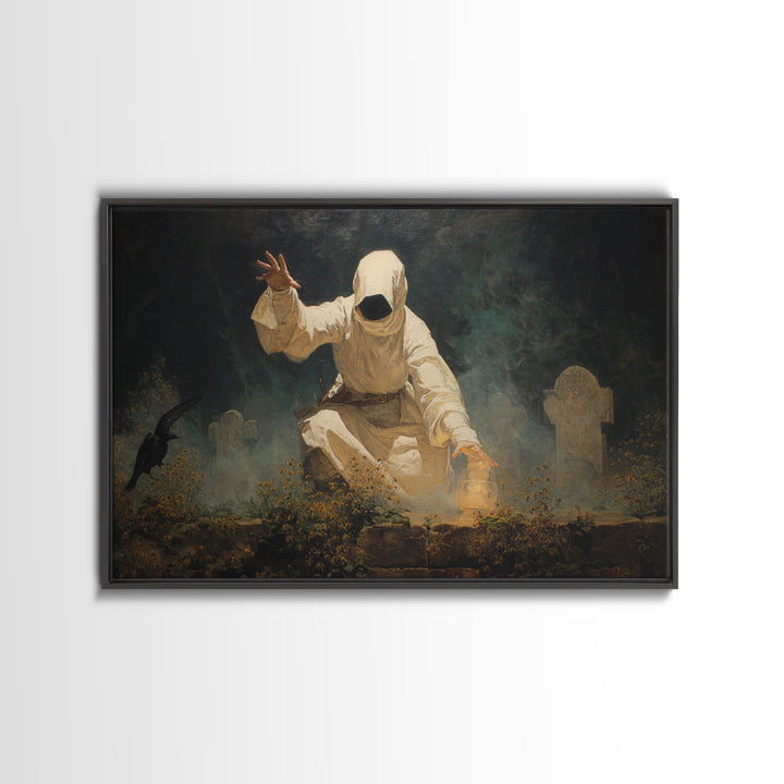 The Cemetery Beekeeper, Symbolist Gothic Landscape, Landscape Wall Art, Dark Fantasy Wall Art, Framed Canvas Print, Halloween Wall Art
