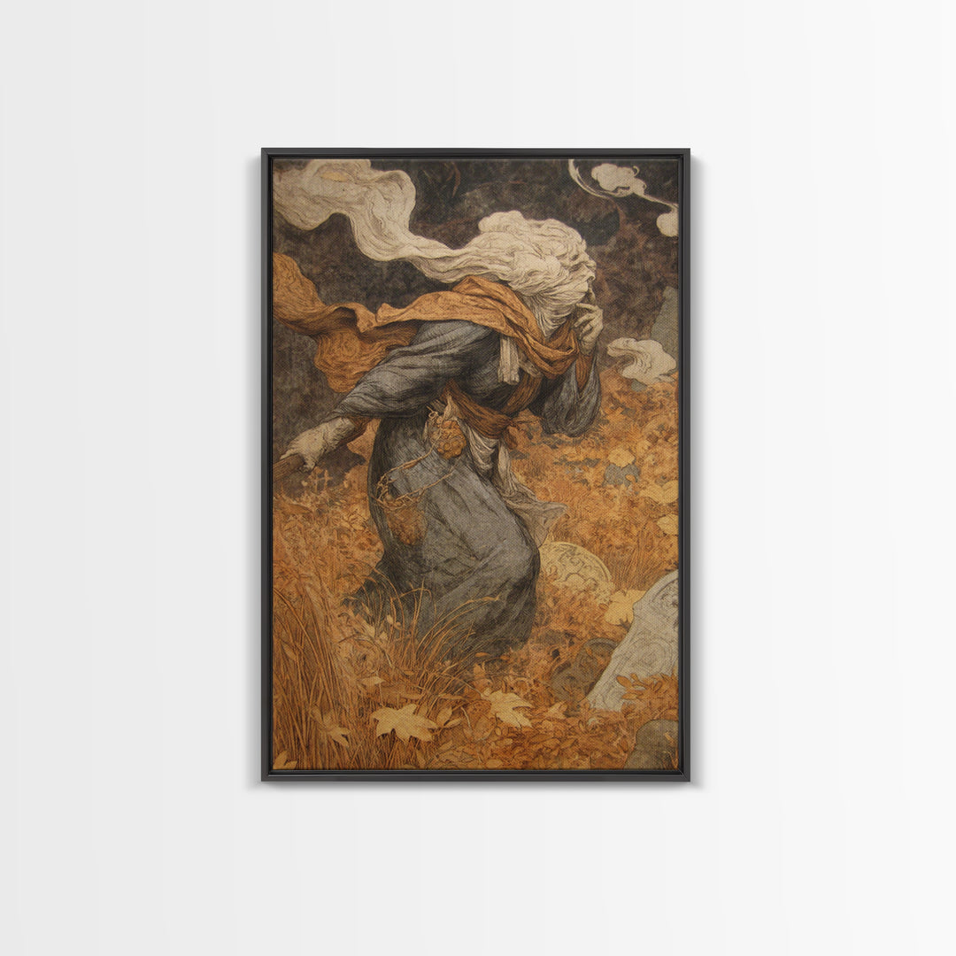 The Cemetery Beekeeper, Ornate Symbolist Art, Vertical Wall Art, Gothic Horror Wall Art, Canvas Print, Halloween Wall Art