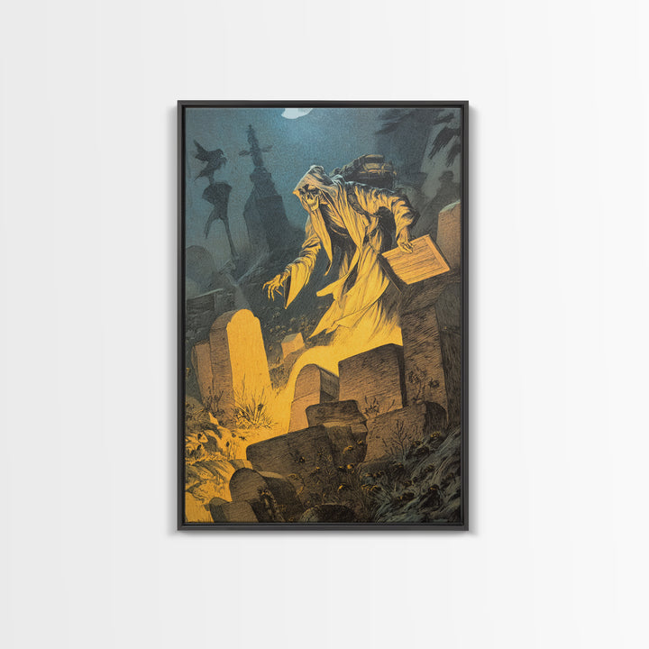 The Cemetery Beekeeper, Expressionist Nightmare Art, Vertical Wall Art, Dark Fantasy Wall Art, Canvas Print, Halloween Wall Art