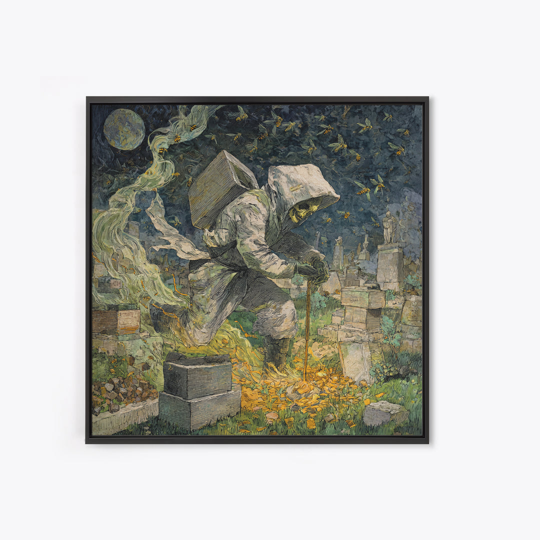 The Cemetery Beekeeper, Grotesque Carnival Art, Square Wall Art, Dark Halloween Decor, Canvas Print, Halloween Wall Art, Gothic Home Decor