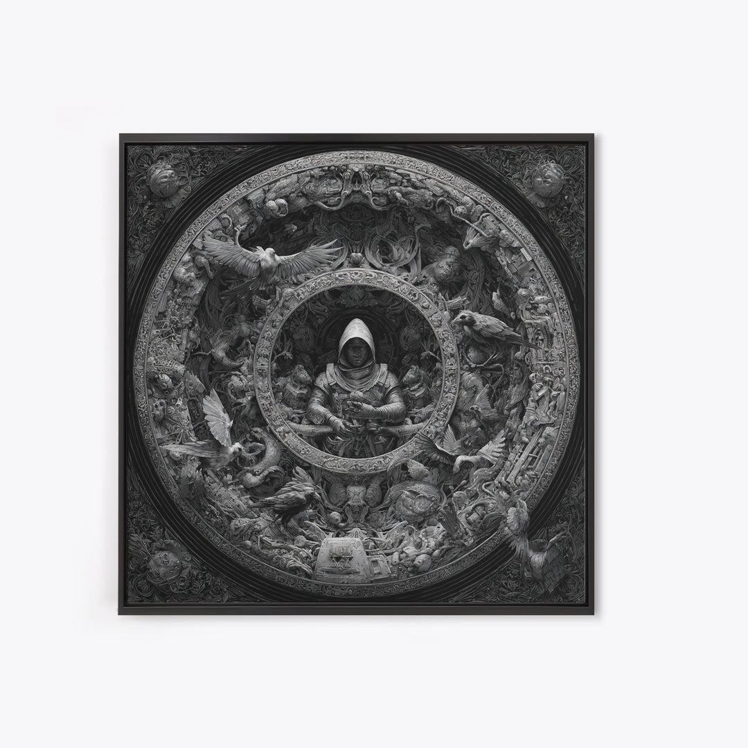The Cemetery Beekeeper, Biomechanical Horror Art, Square Wall Art, Dark Halloween Decor, Canvas Print, Halloween Wall Art, Macabre Wall Art