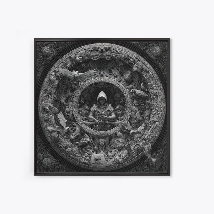 The Cemetery Beekeeper, Biomechanical Horror Art, Square Wall Art, Dark Halloween Decor, Canvas Print, Halloween Wall Art, Macabre Wall Art