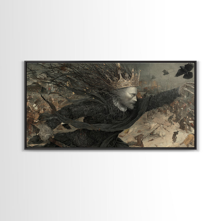 The Thorn-Crowned King, Northern Renaissance Horror, Wide Panoramic Art, Macabre Wall Art, Canvas Print, Halloween Wall Art