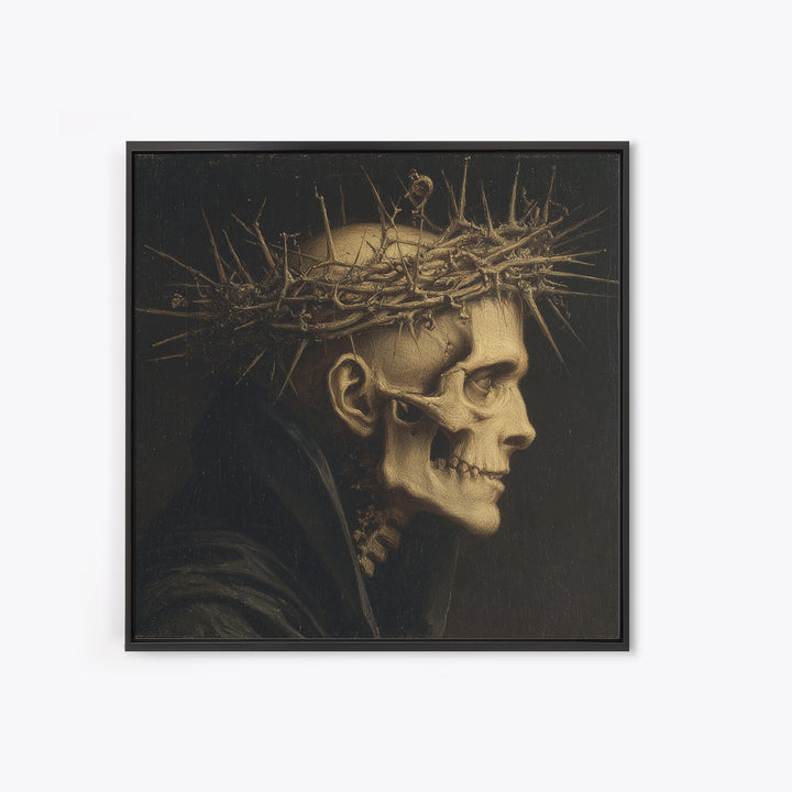 The Thorn-Crowned King, Danse Macabre Art, Square Wall Art, Gothic Horror Wall Art, Framed Canvas Print