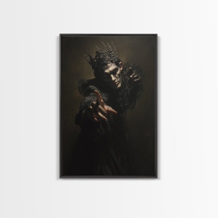 The Thorn-Crowned King, Dark Romantic Horror Art, Vertical Wall Art, Dark Fantasy Wall Art, Canvas Print, Halloween Wall Art