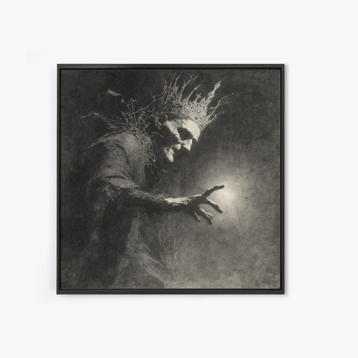 The Thorn-Crowned King, Symbolist Dream Art, Square Wall Art, Dark Halloween Decor, Canvas Print, Halloween Wall Art