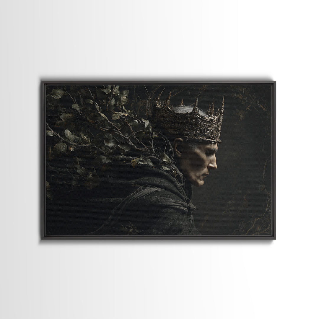 The Thorn-Crowned King, Symbolist Gothic Landscape, Landscape Wall Art, Dark Fantasy Wall Art, Canvas Print, Halloween Wall Art