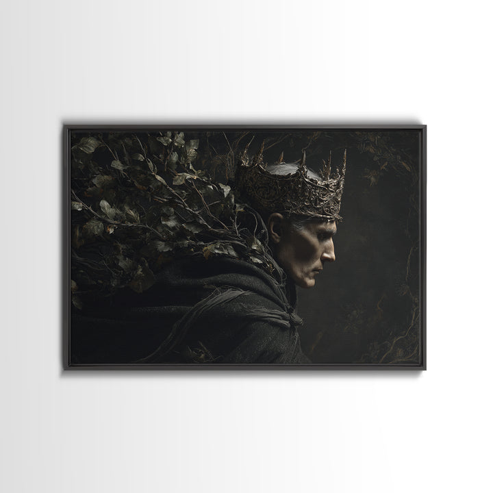 The Thorn-Crowned King, Symbolist Gothic Landscape, Landscape Wall Art, Dark Fantasy Wall Art, Canvas Print, Halloween Wall Art