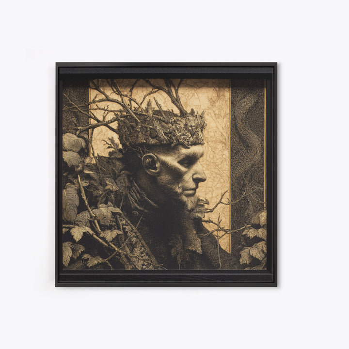 The Thorn-Crowned King, Dark Symbolist Art, Square Wall Art, Gothic Horror Wall Art, Canvas Print, Halloween Wall Art